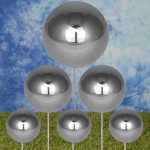 Edelstahlkugeln am Stab 6er-Set  Durchmesser 3 x10, 2 x 13, 1 x 18 cm