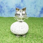 Steintier Katze mit Wackelkopf groß