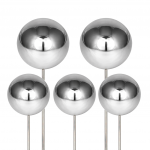 Edelstahlkugeln am Stab 50 cm Höhe, 5er-Set  Durchmesser 3 x10 cm, 2 x 8 cm