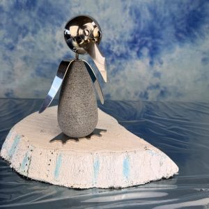 Stein - Pinguin mini Basalt geschliffen